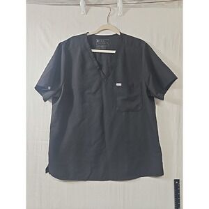 FIGS Womens Catarina One Pocket Short Sleeve Scrub Top V-Neck Black Size 2XL XXL